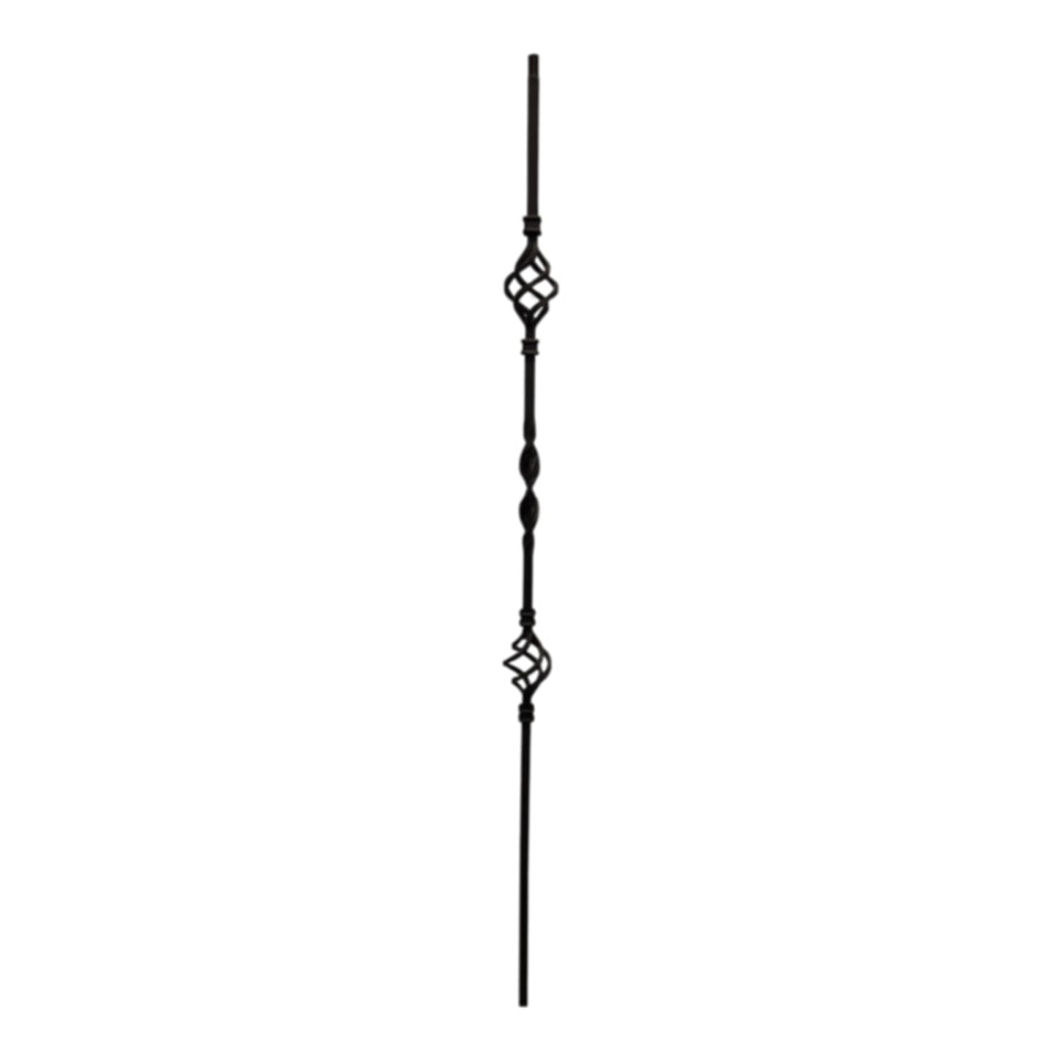 Double Basket with Ribbon - Iron Baluster - 1/2" x 44"