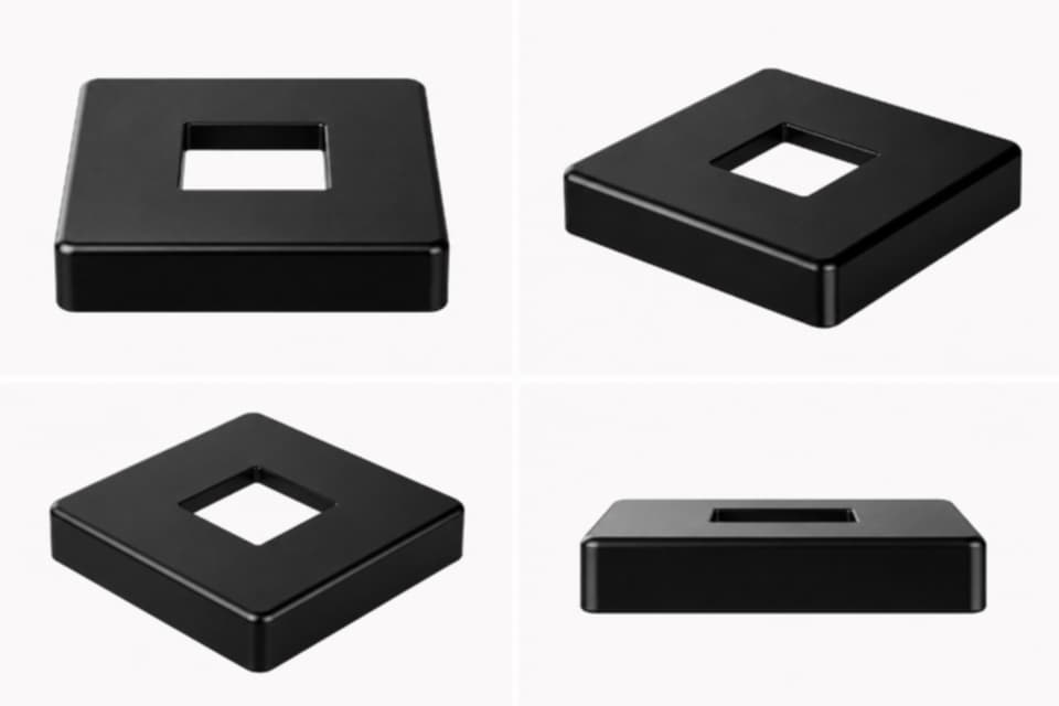 1/2" Square Modern Plain Baluster Shoe - Satin Black - 9054