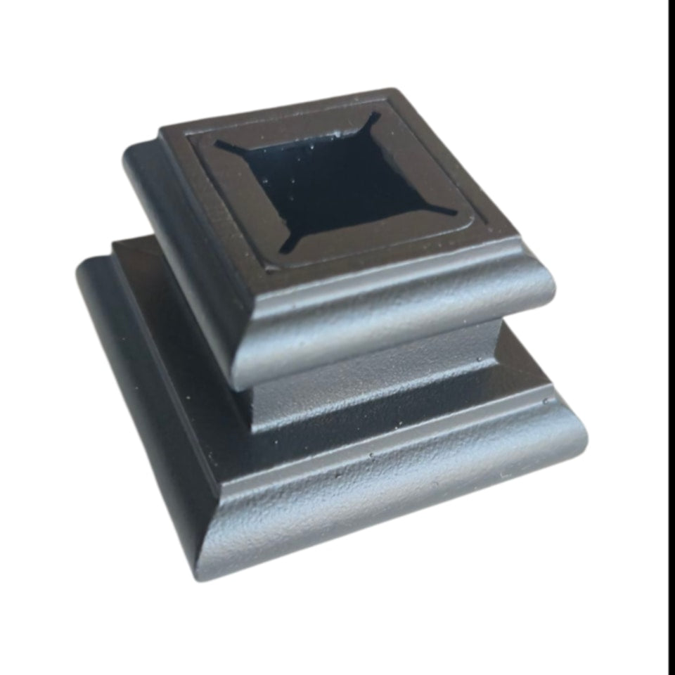 Square Metal Baluster Shoes with Plastic Insert - Satin Black
