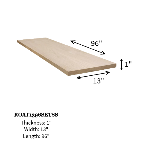 Red Oak Tread 13" - Square Edge (click for all sizes)