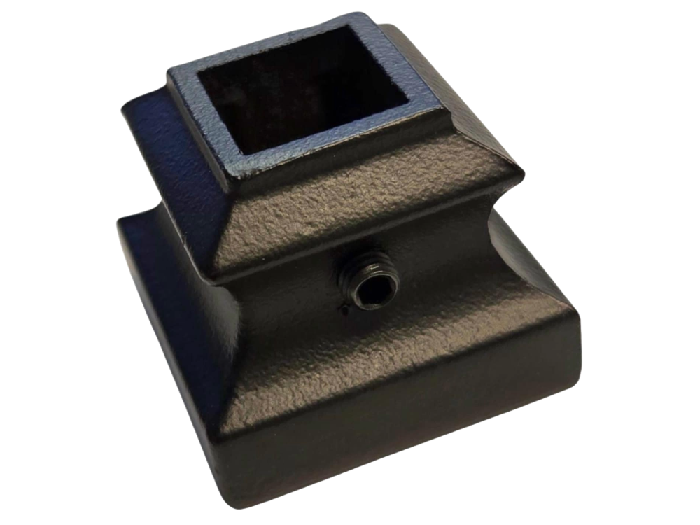 Square Metal Baluster Shoe with adjustable screw for 1/2" baluster - SATIN BLACK