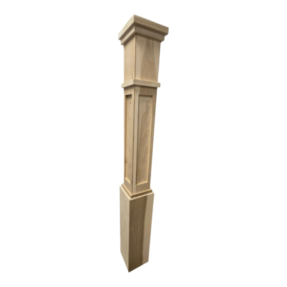 Farmhouse Series - Rectangle Recessed Panel Newel with Mid Trim - 6.25" x 55"
