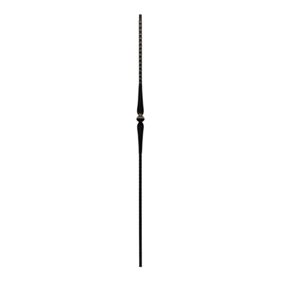 Gothic Hammered Face Single Knuckle With A Spoon - Iron Baluster 9/16&quot; x 44&quot;