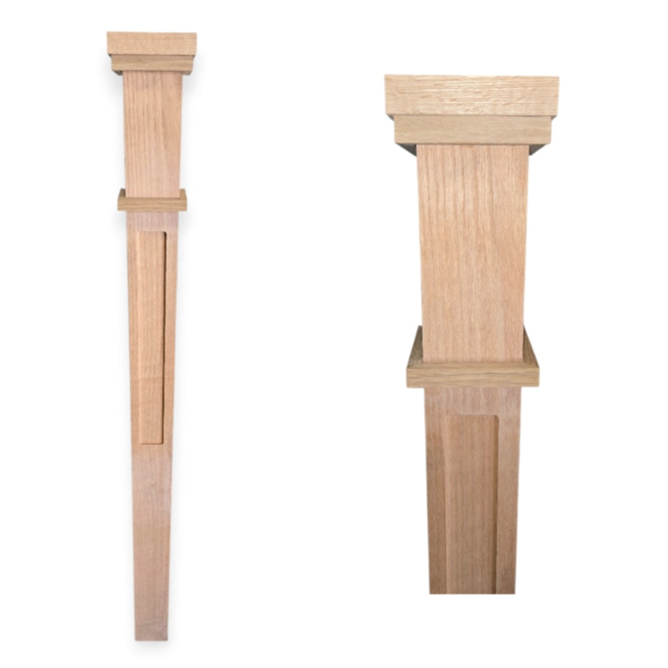 Farmhouse Newel Post - Solid - for Modern or Transitional - RECESSED PANEL