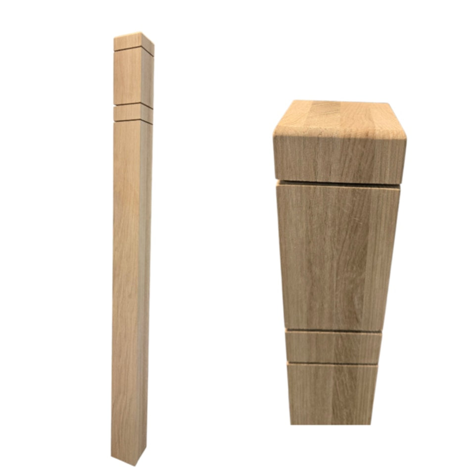 Modern Square Newel Post with 3 Grooves - 3 1/2"