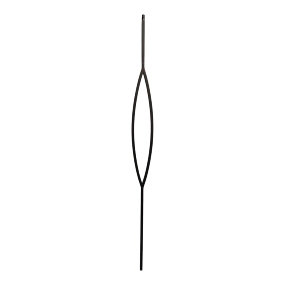 Modern SQUARE Pointed Oval - Iron Baluster - 1/2" x 44" SATIN BLACK
