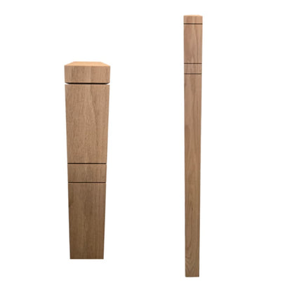 Modern Chamfered Top - Square Newel Post with 3 Grooves - 48"