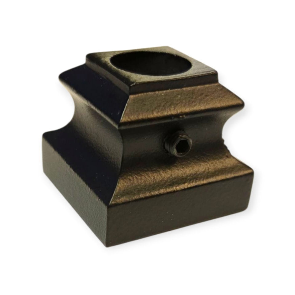 ROUND - Square Metal Baluster Shoe with adjustable screw for 9/16&quot; baluster - SATIN BLACK
