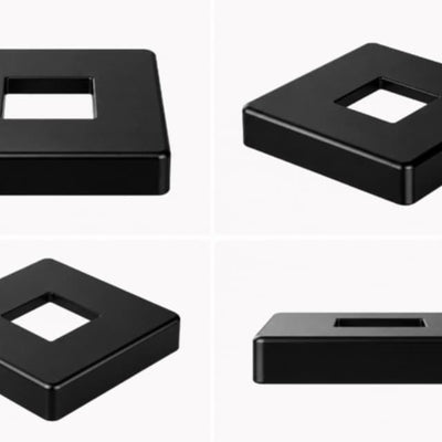 1/2" Square Modern Plain Baluster Shoe - Satin Black -  9054