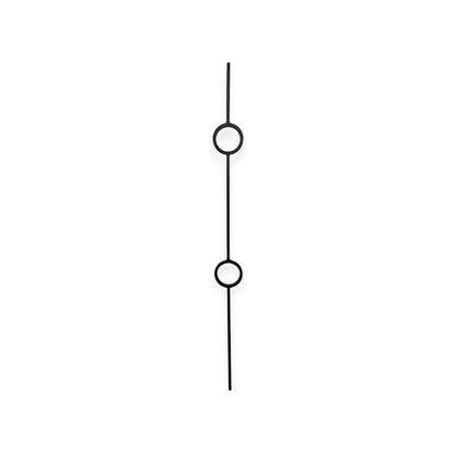 Modern SQUARE Double Ring - Iron Baluster - ½&quot; x 44&quot; SATIN BLACK