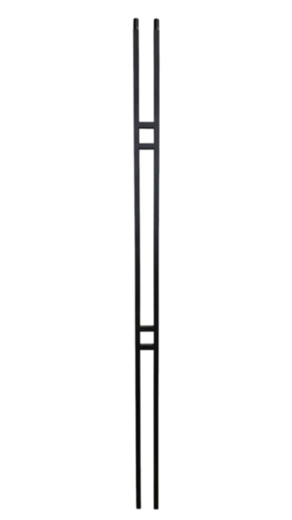 Modern SQUARE Double Square - Iron Baluster 1/2&quot; x 3&quot; x 44&quot; SATIN BLACK