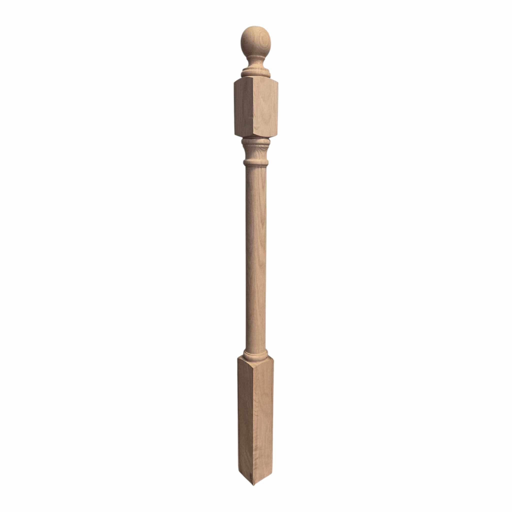 Traditional Wood Landing Newel - 3&quot; x 48&quot; - 4040BT Short Face