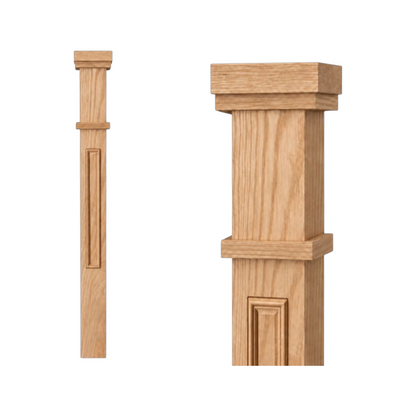 Farmhouse Newel Post - Solid - for Modern or Transitional - RAISED PANEL