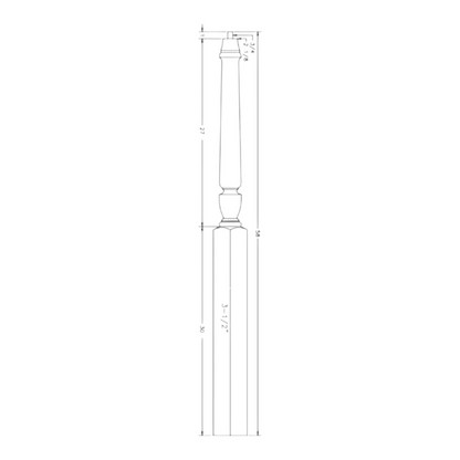 Traditional Starting Newel - 3 1/2" x 58" - RO3015