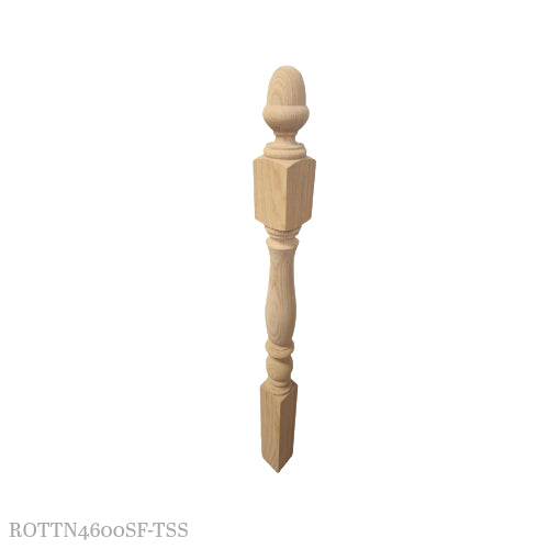 Traditional turned newels 3 ¼” x 48” - 6.5” Head, Short Face