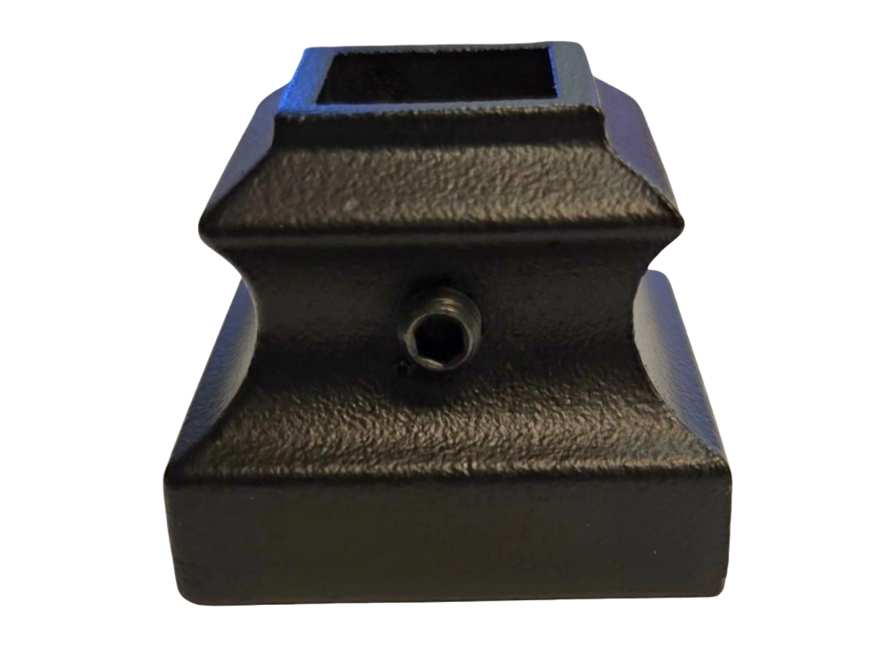 Square Metal Baluster Shoe with adjustable screw for 1/2" baluster - SATIN BLACK