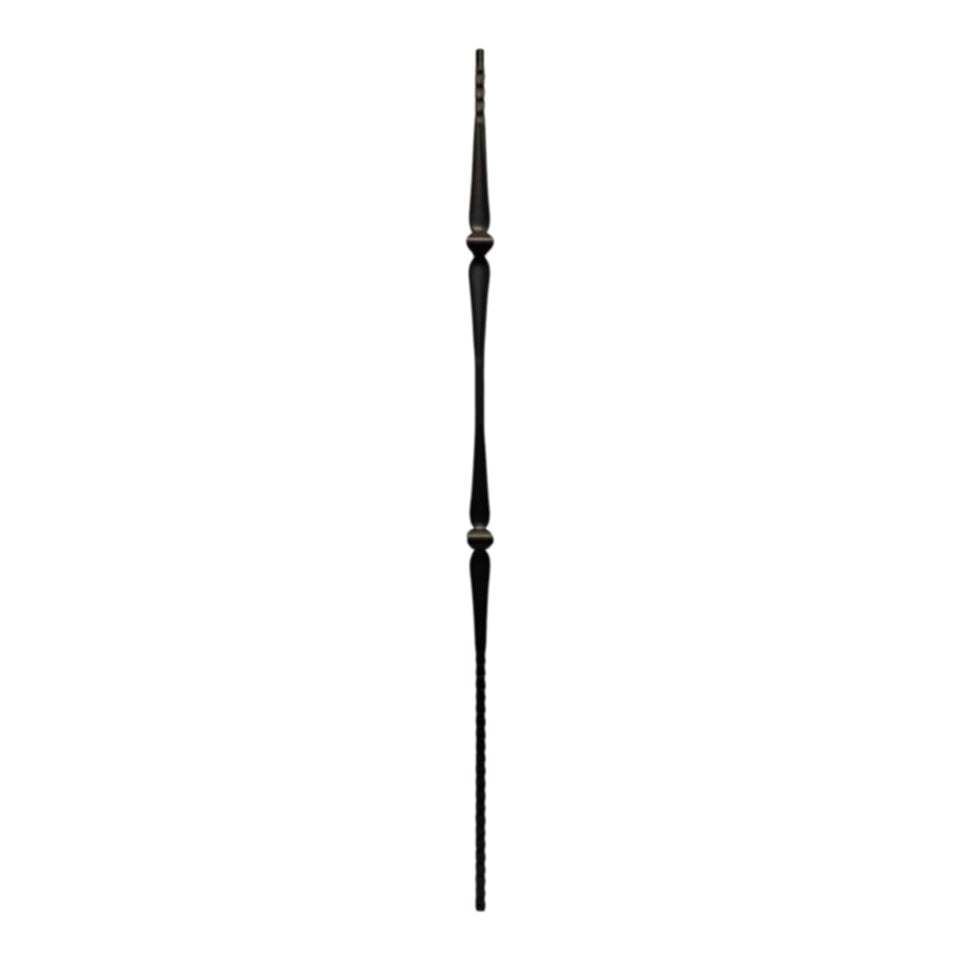 Gothic Hammered Face Double Knuckle with a Spoon - Iron Baluster 9/16&quot; x 44&quot;