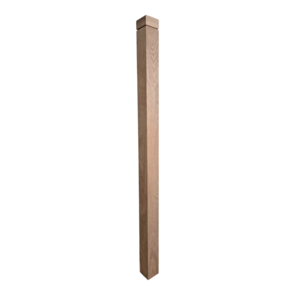Modern Square Newel Post with 1 Groove - 3 1/4" - Wrapped with a white Oak Veneer