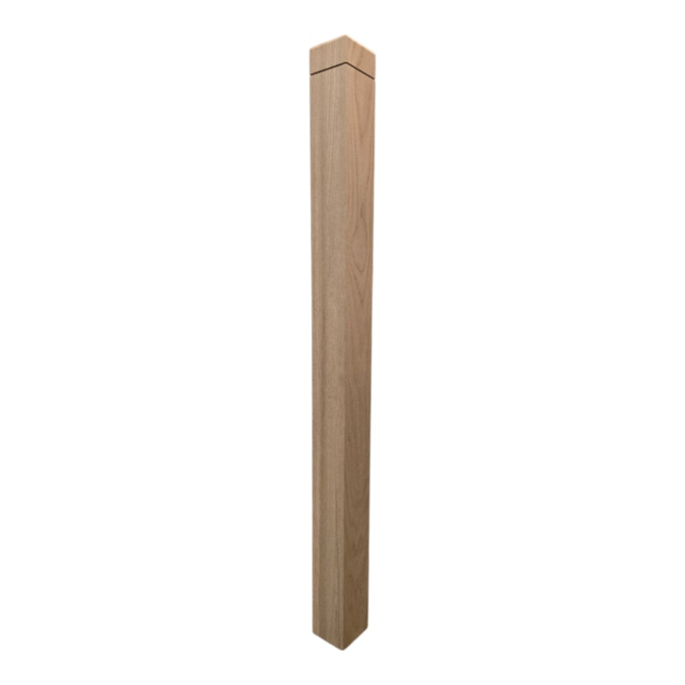 Modern Square Newel Post with a 2" Square Rounded Edge Hat - 50"
