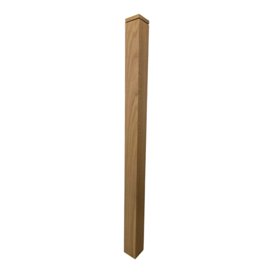 Modern Square Newel Post with a 3/4" Square Rabbited Hat - 48"