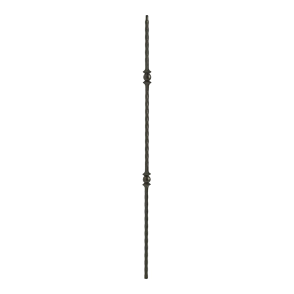Hammered Edge - Double Sphere Iron Baluster 9/16&quot; x 44&quot;