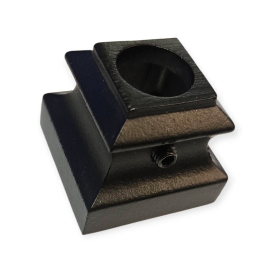 ROUND - Square Metal Baluster Shoe with adjustable screw for 9/16&quot; baluster - SATIN BLACK