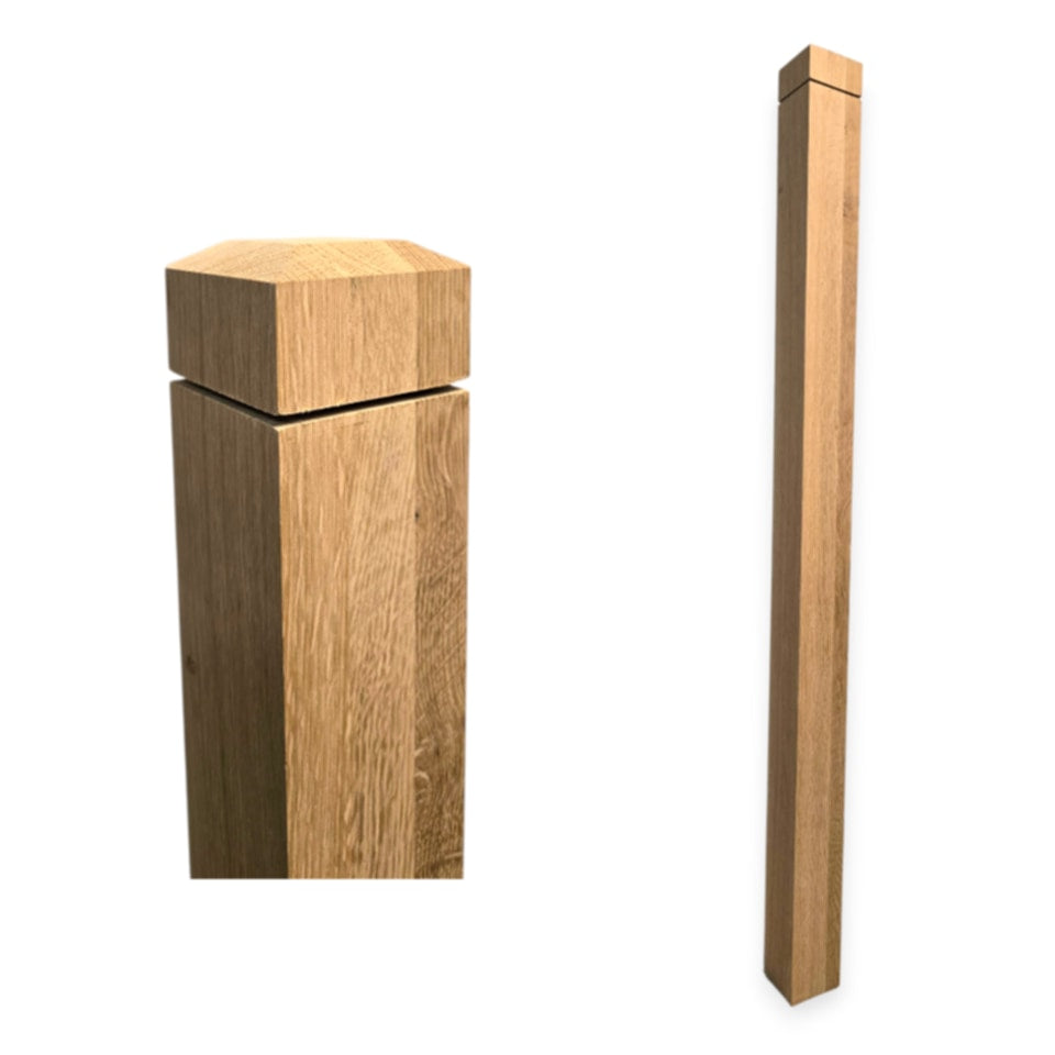 Modern Chamfered Top - Square Newel Post with 1 Groove - 48&quot;