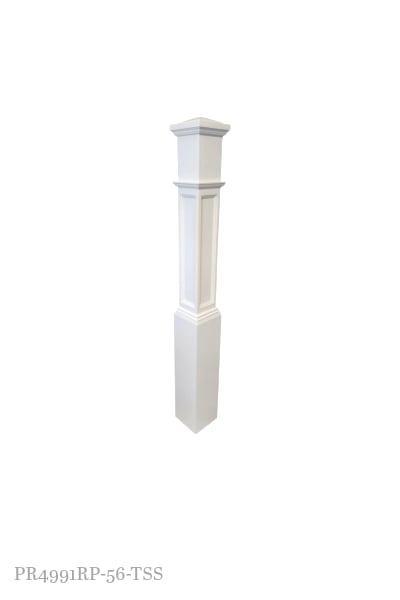 Primed Box Newel 6 1/4" x 6 1/4" x 56" - Recessed Panel